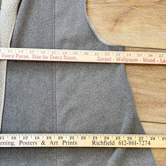 Cameleon Sylvia Vest Taupe & Cream Sherpa Lined Open Front Large Lagenlook Tunic - Picture 9 of 12